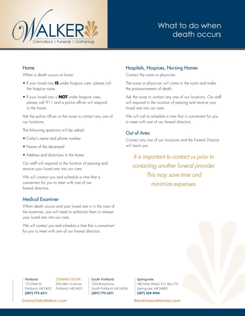 What to Do When Death Occurs