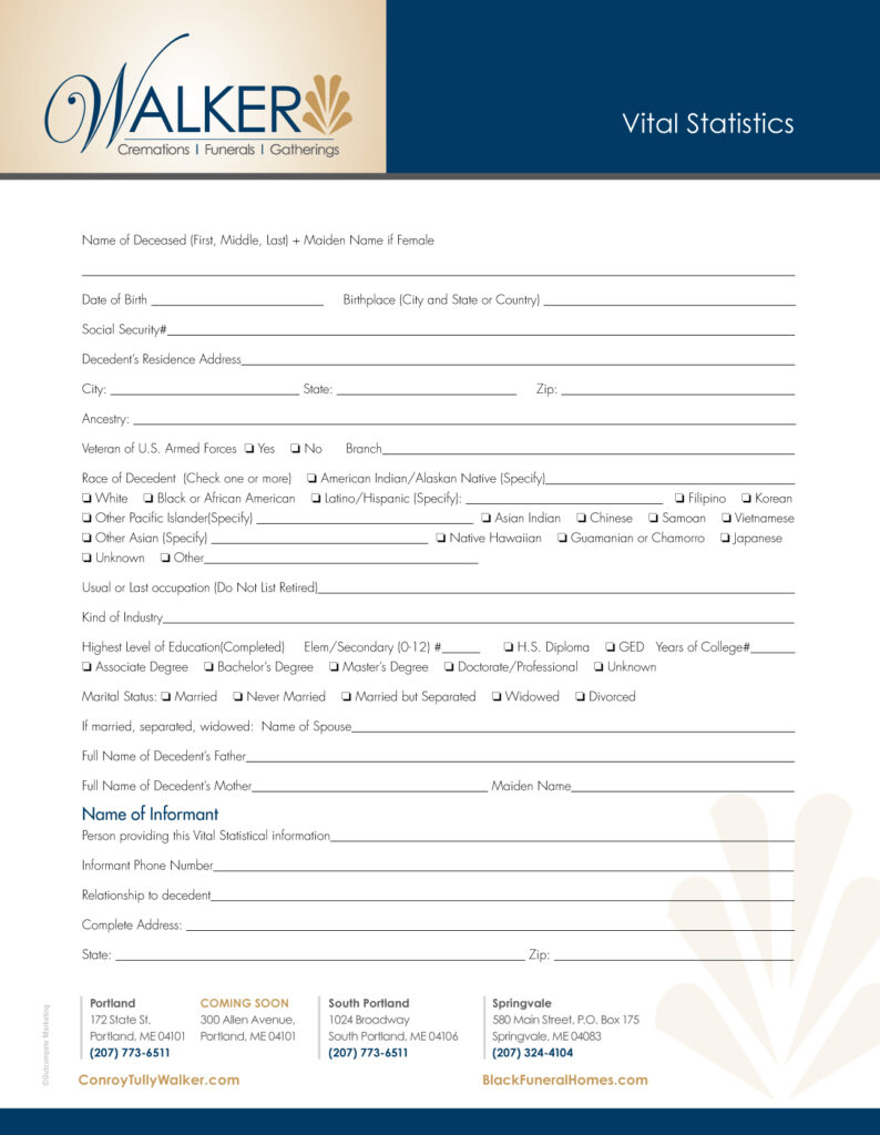 Vital Statistics Form